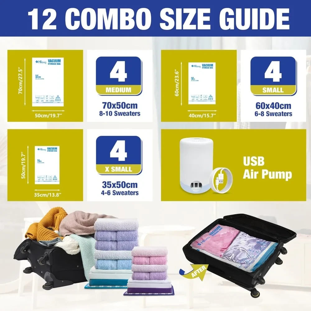 12pk Travel Vacuum Bags