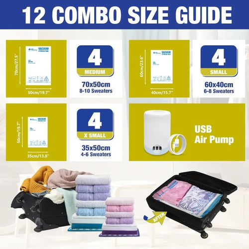 12pk Travel Vacuum Bags